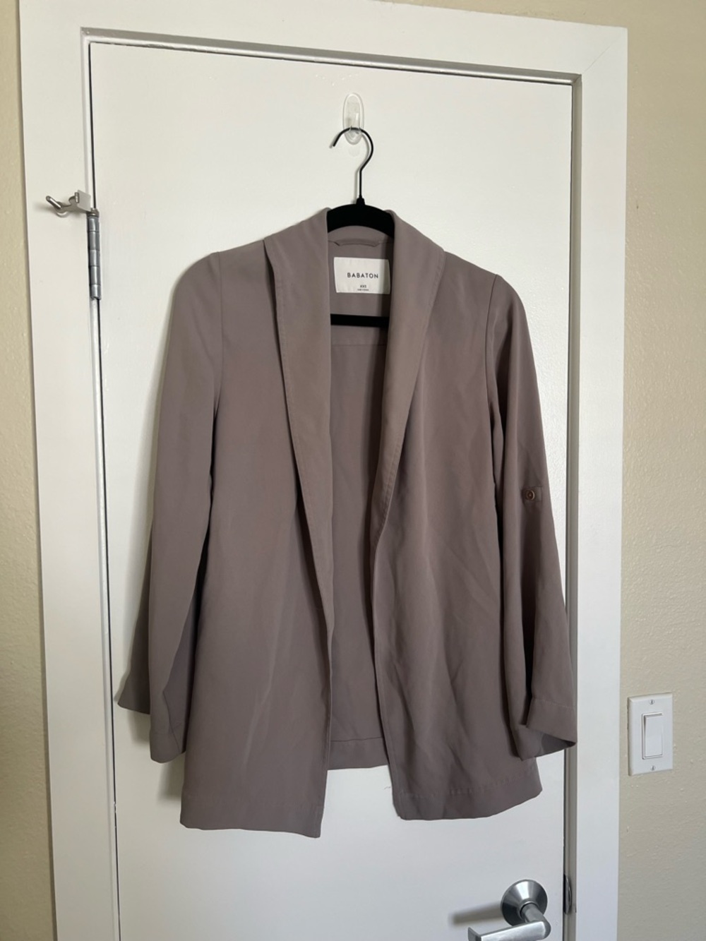 Babaton Taupe Open-Front Blazer Jacket